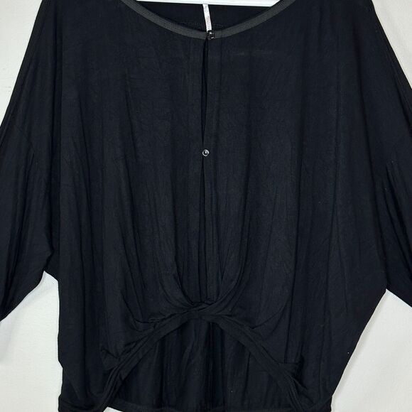 Free People Keepin On High Low Hem Knit Top Tie Sleeve Black Women Small - Picture 6 of 10